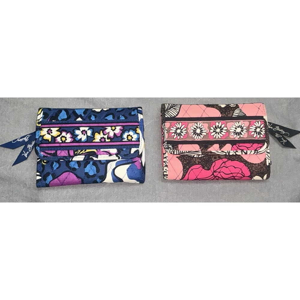 Vera Bradley Floral Quilted Multicolor Zip-Around Women's Wallets Lot of 2